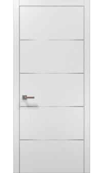 Межкомнатная дверь Папа Карло PLATO PL-02c торец алюминий серебро