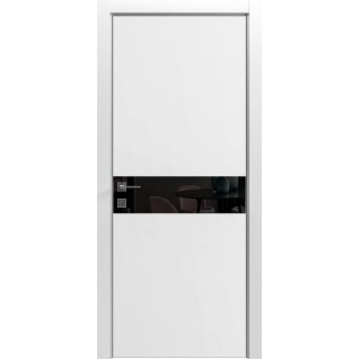 Межкомнатная дверь Modern Flat-02 глухая+alum (с алюм.торцом и вставка стекло) Rodos