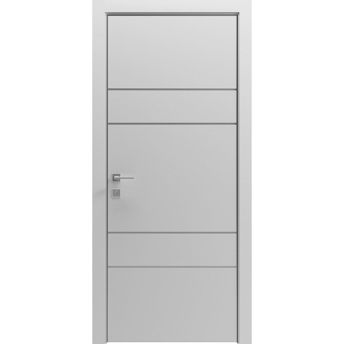 Міжкімнатні двері Modern Flat-04 Inside глухі+alum (з алюм.торцем та вставка молдинг) Rodos