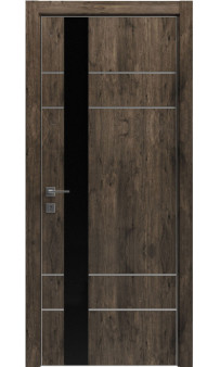 Межкомнатная дверь Modern Flat-05 глухая+alum (с алюм.торцом, вставка молдинг и стекло) Rodos