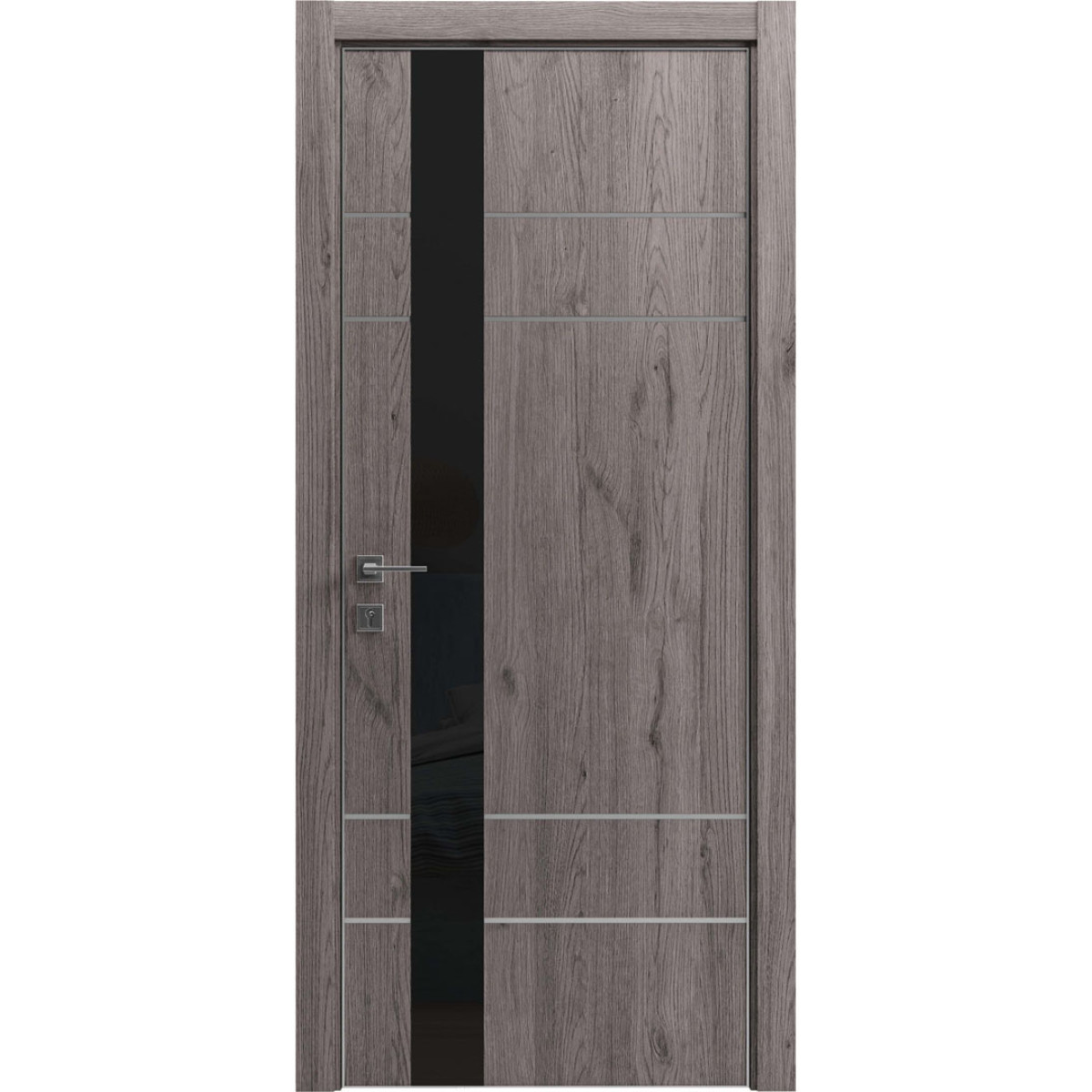 Межкомнатная дверь Modern Flat-05 глухая+alum (с алюм.торцом, вставка молдинг и стекло) Rodos