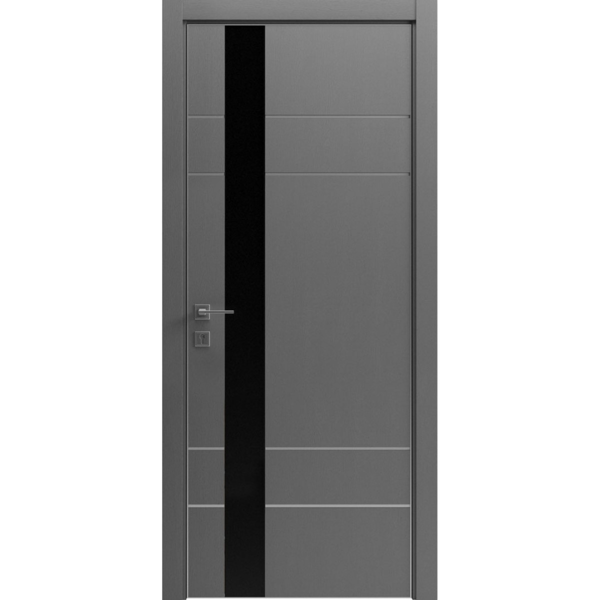 Межкомнатная дверь Modern Flat-05 Inside глухая+alum (с алюм.торцом, вставка молдинг и стекло) Rodos