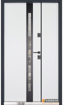 Входные двери ABWEHR модель Nordi Glass комплектация Defender 1200 (RAL 7021T + Уличная пленка)