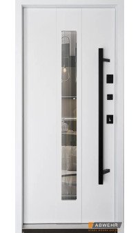 Входные двери ABWEHR с покрытием Lampre модель Queen комплектация COTTAGE (Lampre Антрацит + уличная пленка)