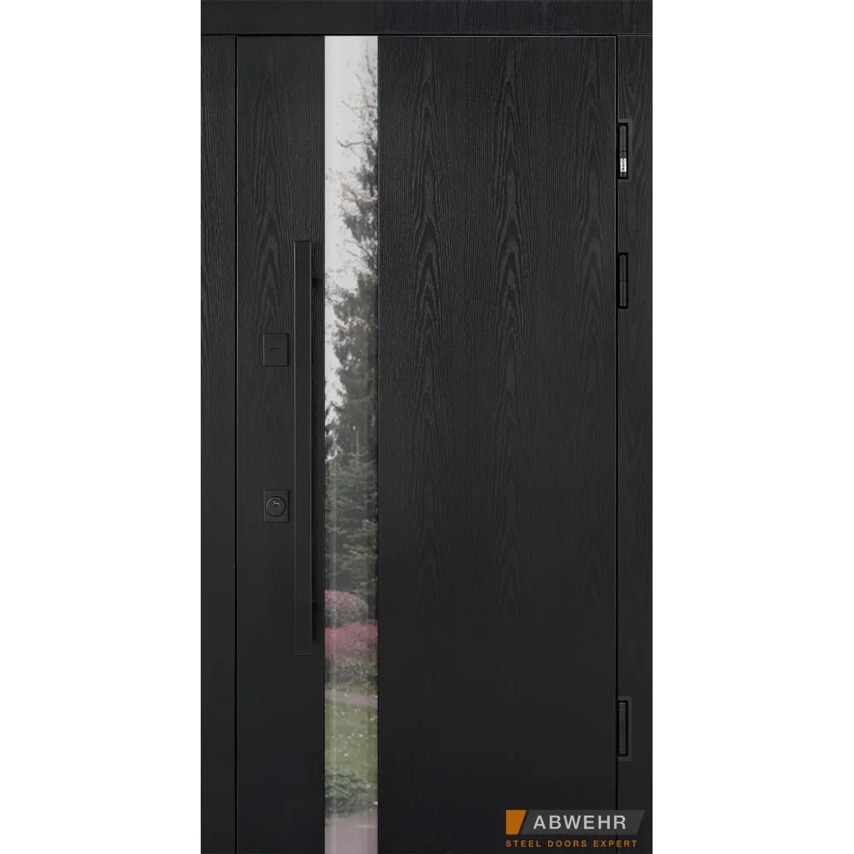 Вхідні двері ABWEHR з терморозривом модель Carat комплектація Termix (Lampre Black Wood + Вулична плівка)
