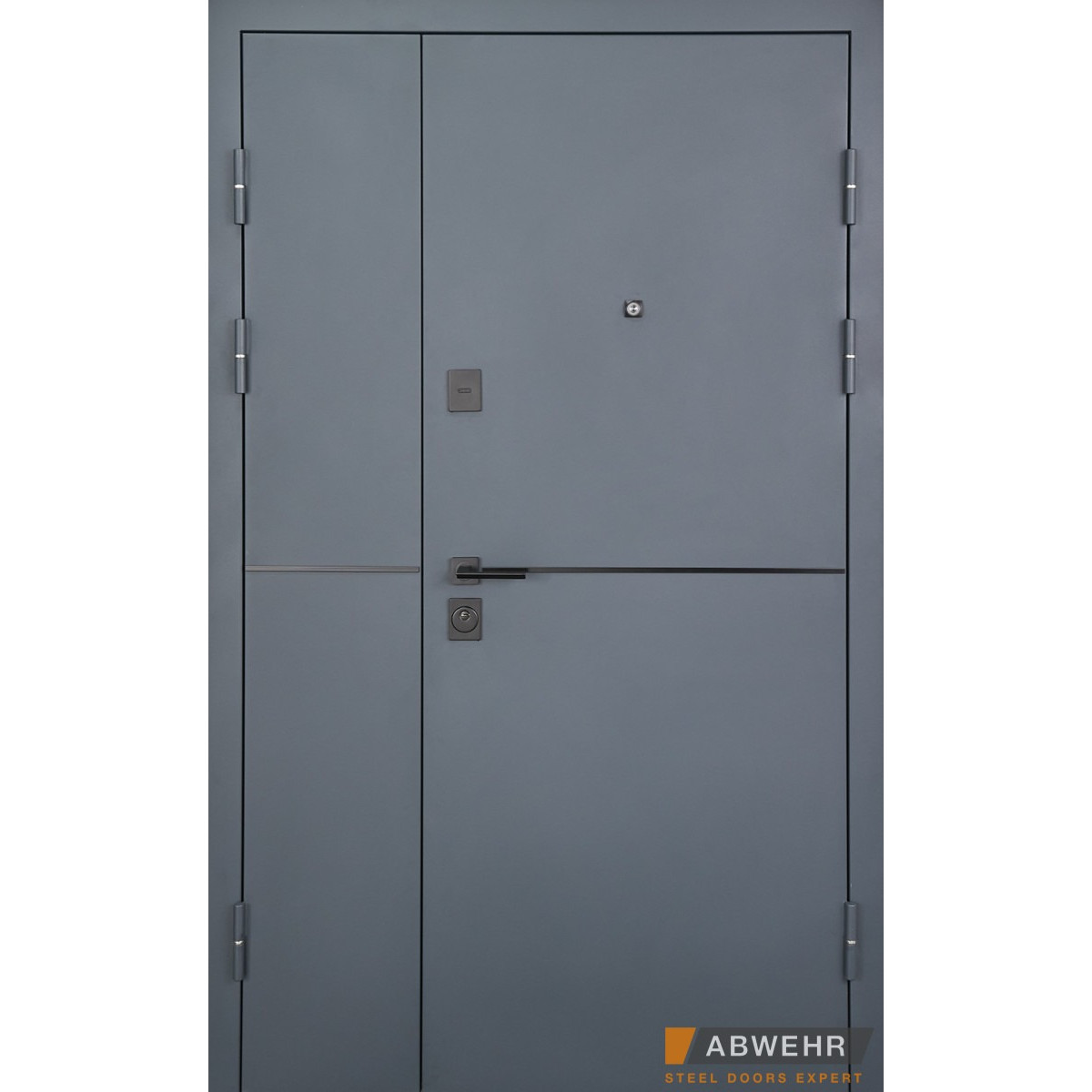 Вхідні металеві двері ABWEHR модель Solid комплектація Defender 1200 (RAL 7021T + Вулична плівка)