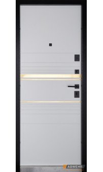 Входные двери ABWEHR модель Goldy комплектация Megapolis MG3 (Черная шагрень + Белый супермат)