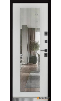 Вхідні двері ABWEHR з дзеркалом модель Mira комплектація Megapolis Kale (Smokey Soft + Білий супермат)