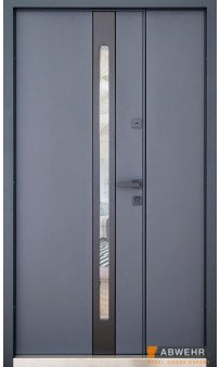Входная дверь ABWEHR Defender 1200 Nordi Glass 506 полуторные металл покраска RAL 7021T / белый Vinorit