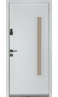 Входная уличная дверь Булат Котедж мод.705/432 Metalic Grey / Белый Атласный