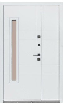 Входная уличная дверь Булат Термо House модель 705/431 - 1200 мм. Тёмный антрацит/Белый атласный (со стеклопакетом)