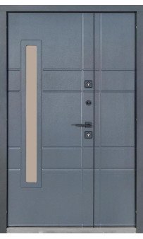 Входная уличная дверь Булат Термо House модель 705/431 - 1200 мм. Тёмный антрацит (со стеклопакетом)