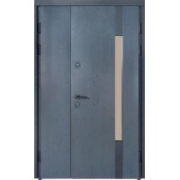 Входная уличная дверь Булат Термо House модель 705/431 - 1200 мм. Тёмный антрацит (со стеклопакетом)