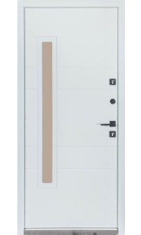 Входная уличная дверь Булат Термо House модель 705/431 Венге тёмный / Белый атласный (со стеклопакетом)