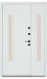 Входная уличная дверь Булат Термо House, модель 706/431 – 1200мм. Тёмный антрацит/Белый атласный