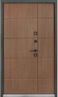 Входная уличная дверь Булат Термо House модель 703/191 - 1200 мм. Дуб бронза/Орех натуральный