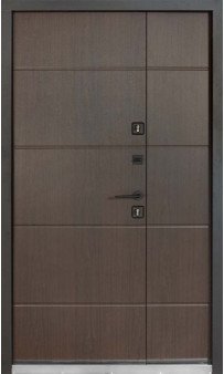 Входная уличная дверь Булат Термо House модель 703/191 - 1200 мм. Венге тёмный/Венге тёмный
