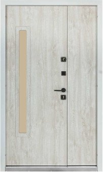 Входная уличная дверь Булат Термо House модель 705/428 - 1200 мм. Антрацит/Дуб полярный (со стеклопакетом)