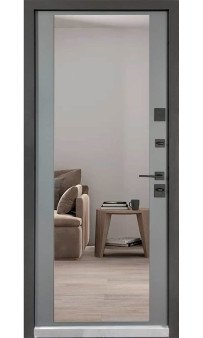 Входная дверь Булат Термо Ультра модель 557/607 Тонированное зеркало Пепельный металлик/Серый шифер