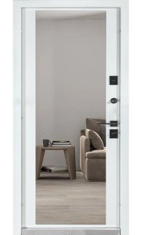 Входная дверь Булат Термо Ультра модель 546/607 Антрацит Серый/Белая Шагрень с зеркалом