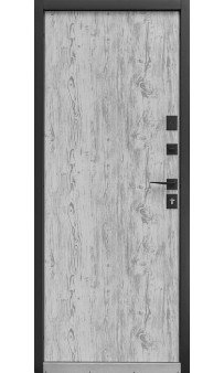 Входная дверь Форт Нокс "Крафт-Термо" дуб золотой (метал) со стеклом / белое дерево (метал)