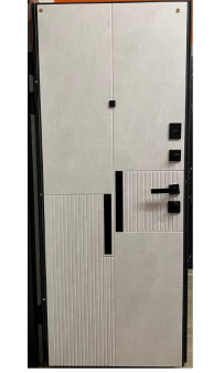 Входная дверь Портала "Дуэт Блэк" (серия Quadro Termo) Срез камня / Бетон снежный