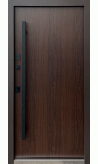 Вхідні двері Qdoors Street Горизонталь метал пісок 8019 декор молдинг / МДФ дуб темний
