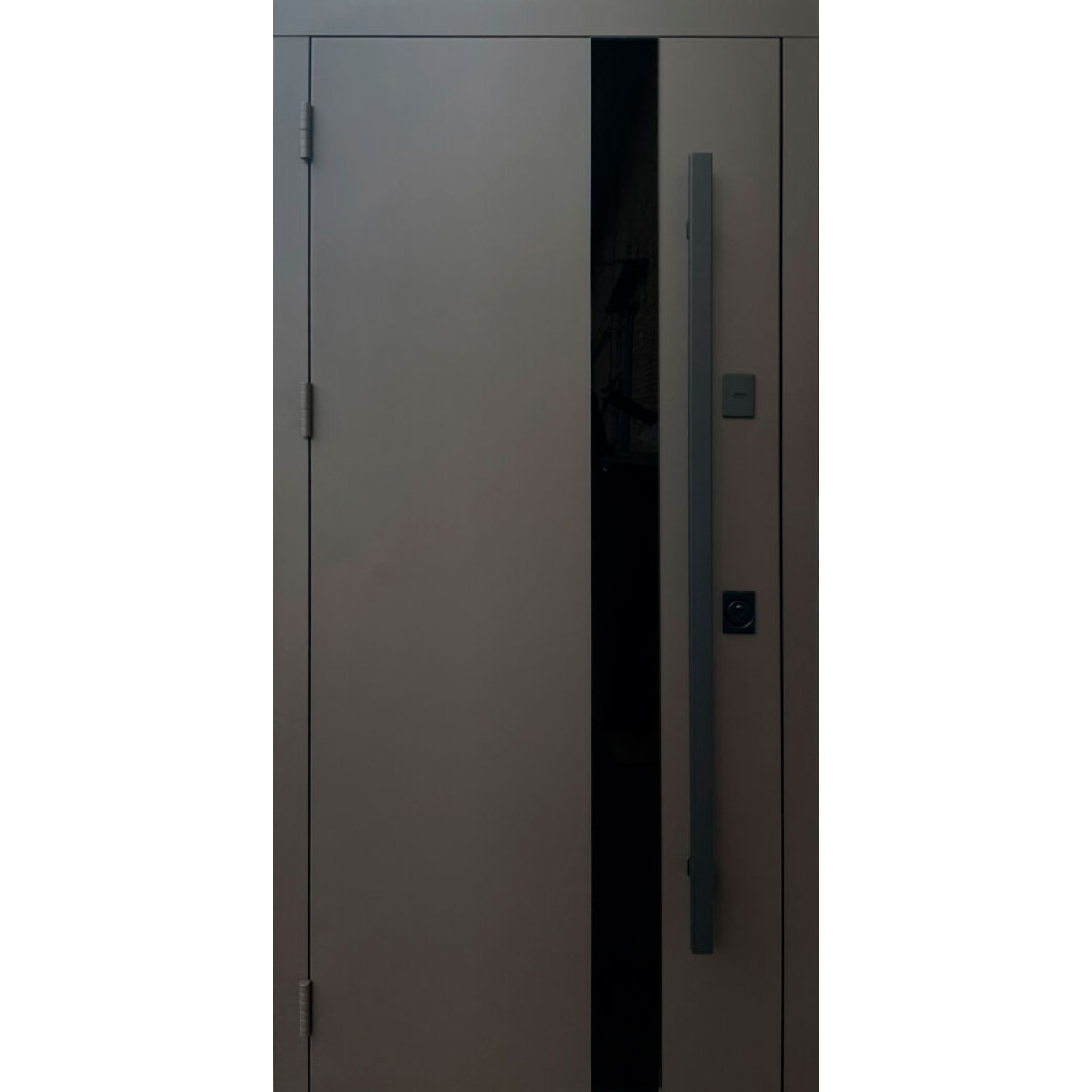 Входные двери Qdoors Street Элегант метал песок 8019 декор стекло лакобель /МДФ дуб темный Входные двери Qdoors Street Элегант метал песок 8019 декор стекло лакобель /МДФ дуб темный