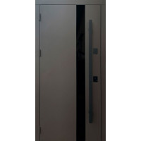 Входные двери Qdoors Street Элегант метал песок 8019 декор стекло лакобель /МДФ дуб темный Входные двери Qdoors Street Элегант метал песок 8019 декор стекло лакобель /МДФ дуб темный