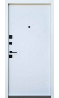 Входная дверь QDOORS Ультра Фрост грифель структуры софт / белое дерево (ЧБ)