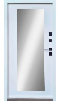 Входная дверь QDOORS Ультра Мироу мрамор темный / белая эмаль + зеркало