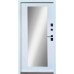 Вхідні двері QDOORS Ультра Міроу мрамор темний / біла емаль + дзеркало