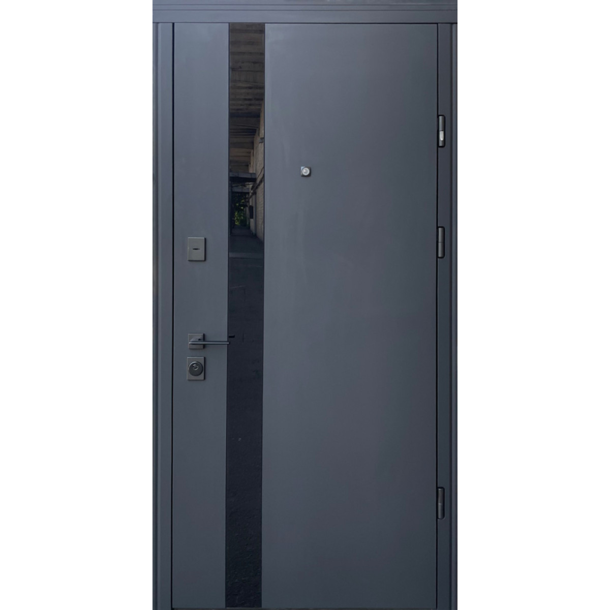 Входная дверь Straj LUX Standart Securemme Slim S Glass-A софт блек past / белый сатин Входная дверь Straj LUX Standart Securemme Slim S Glass-A софт блек past / белый сатин