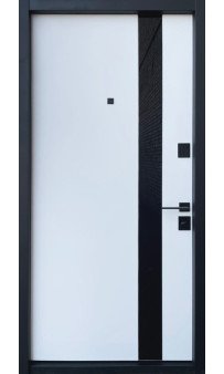 Входная дверь Straj LUX Standart Securemme Slim S Glass-A софт блек past / белый сатин