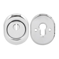 Комплект броненакладки Protect 14mm c кольцом овальная CP хром (прошивная) Комплект броненакладки Protect 14mm c кольцом овальная CP хром (прошивная)